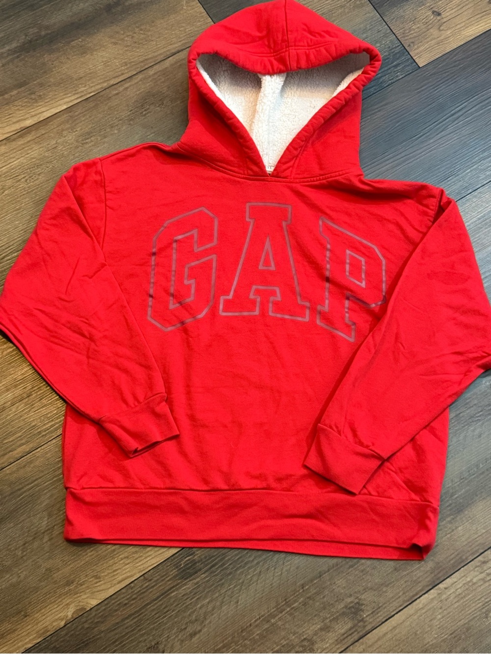 GAP women’s  Red Sherpa-Lined Hoodie Sweater